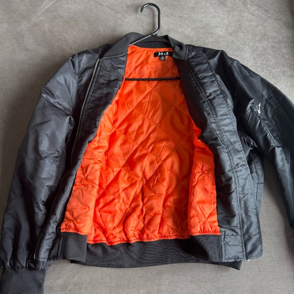 BLACK & ORANGE BOMBER JACKET